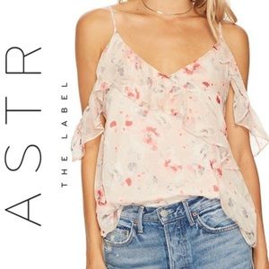ASTR Flowy Floral Off-Shoulder Tank